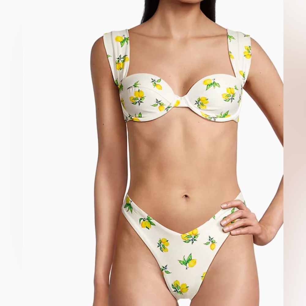 WeWoreWhat Lemon Bikini. Claudia Top & Delilah Bottoms in Ditsy Lemons Print